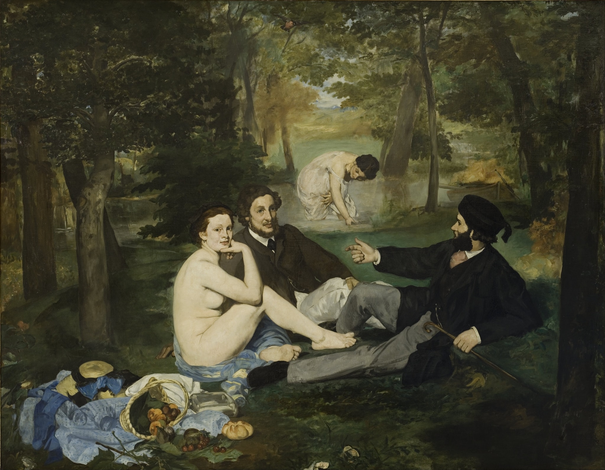 The Bathing Woman highlighted in Luncheon on the Grass by Édouard Manet