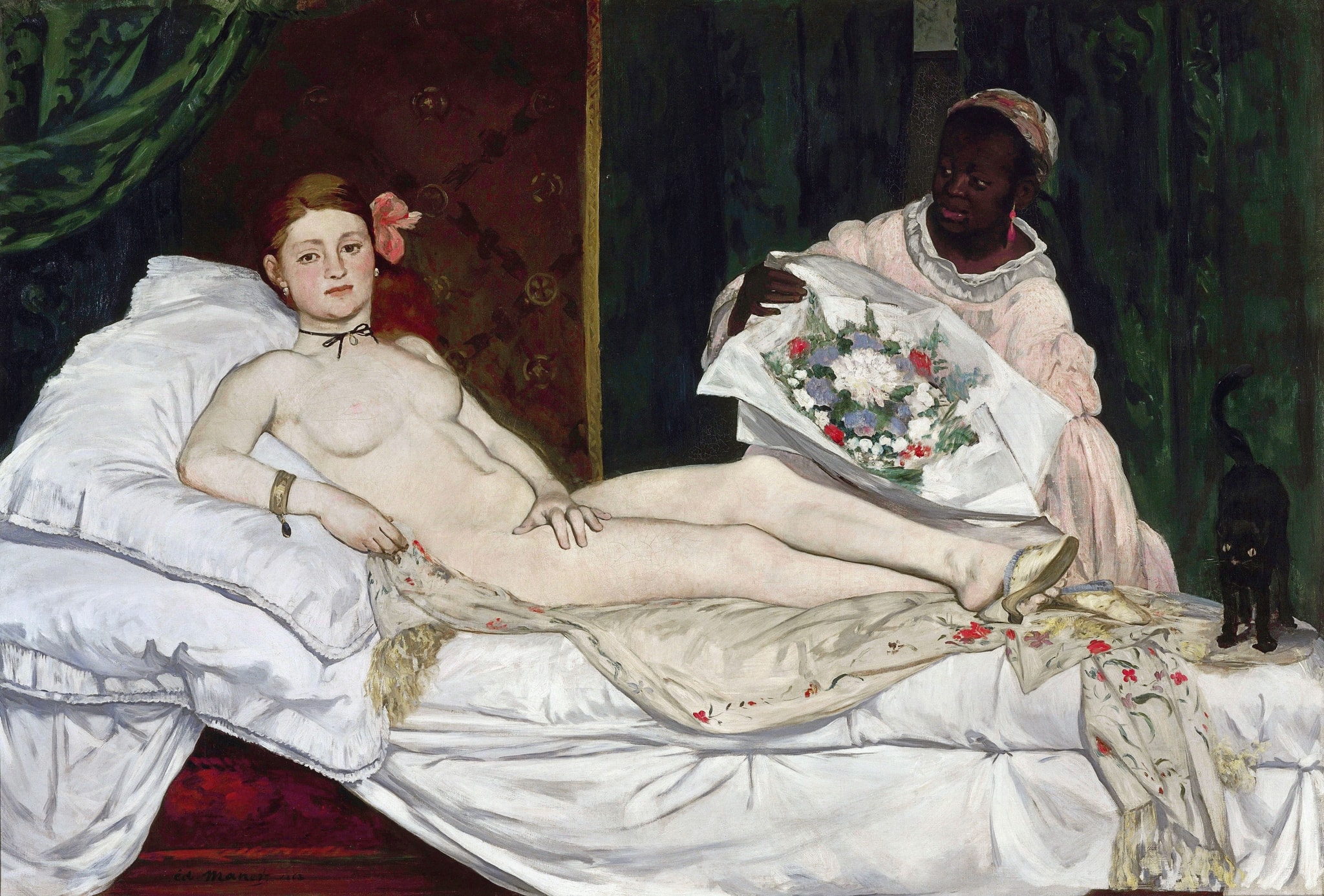 The Black Cat highlighted in Olympia by Édouard Manet