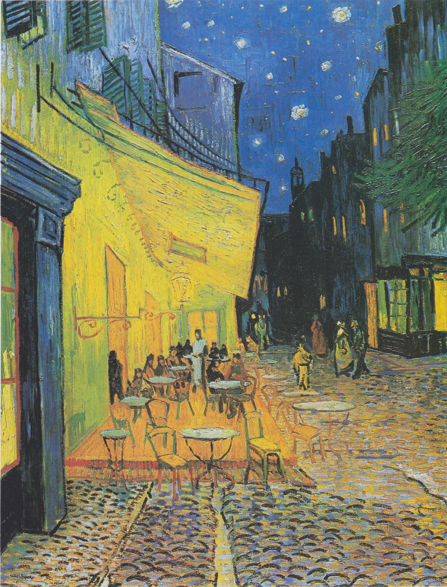 The Yellow Awning highlighted in Café Terrace at Night by Vincent van Gogh