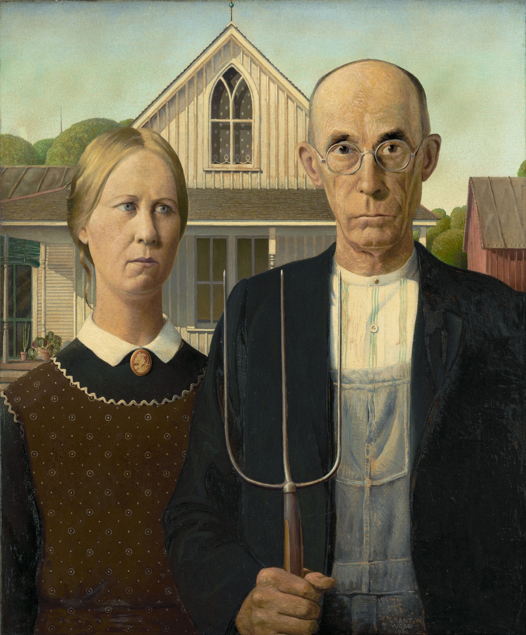 The Pitchfork highlighted in American Gothic by Grant Wood