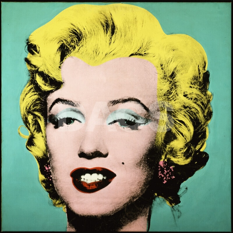 Click numbered symbols to learn about their meaning Turquoise Marilyn by Andy Warhol (1964)