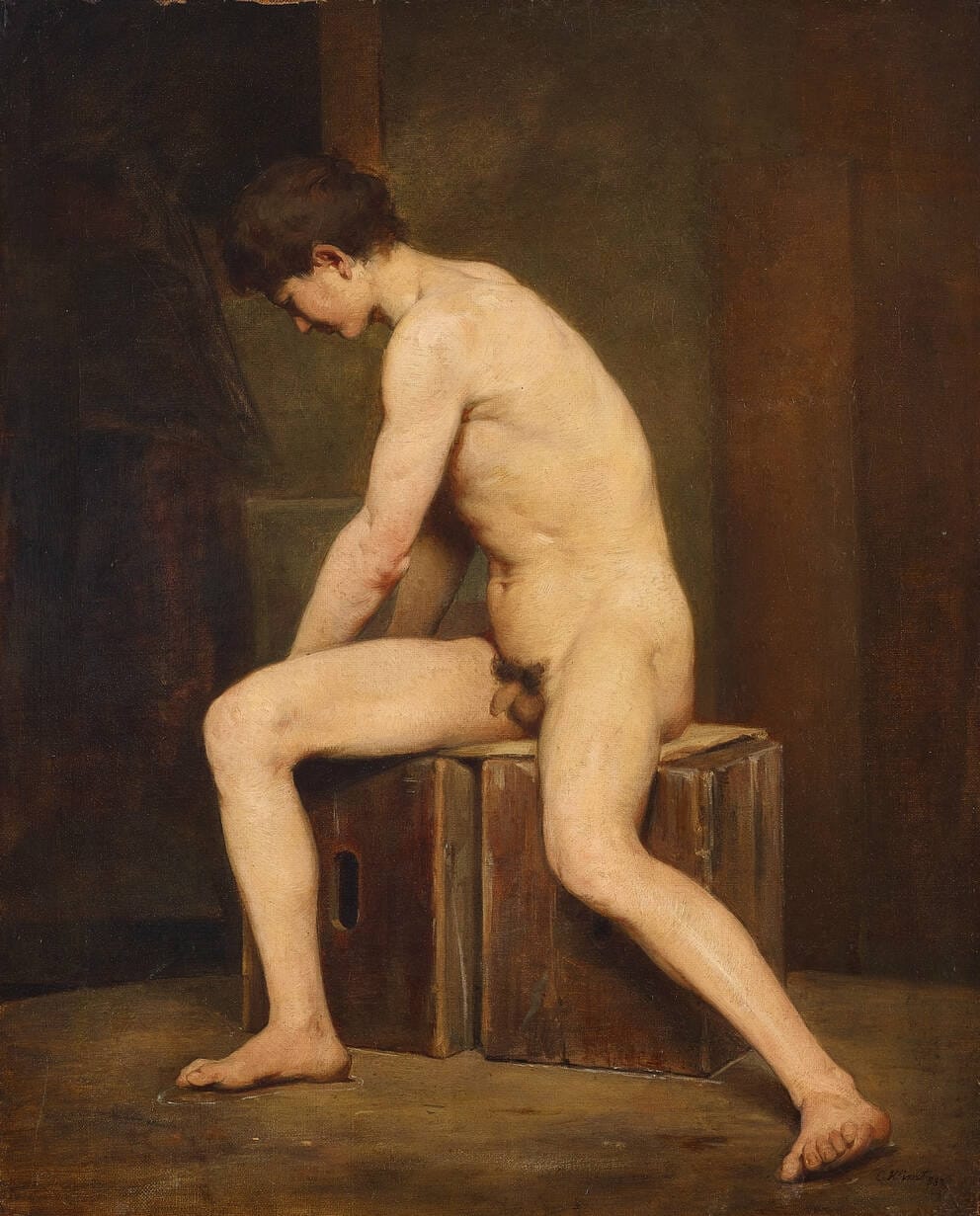 Sitting Nude Man Turned to the Left