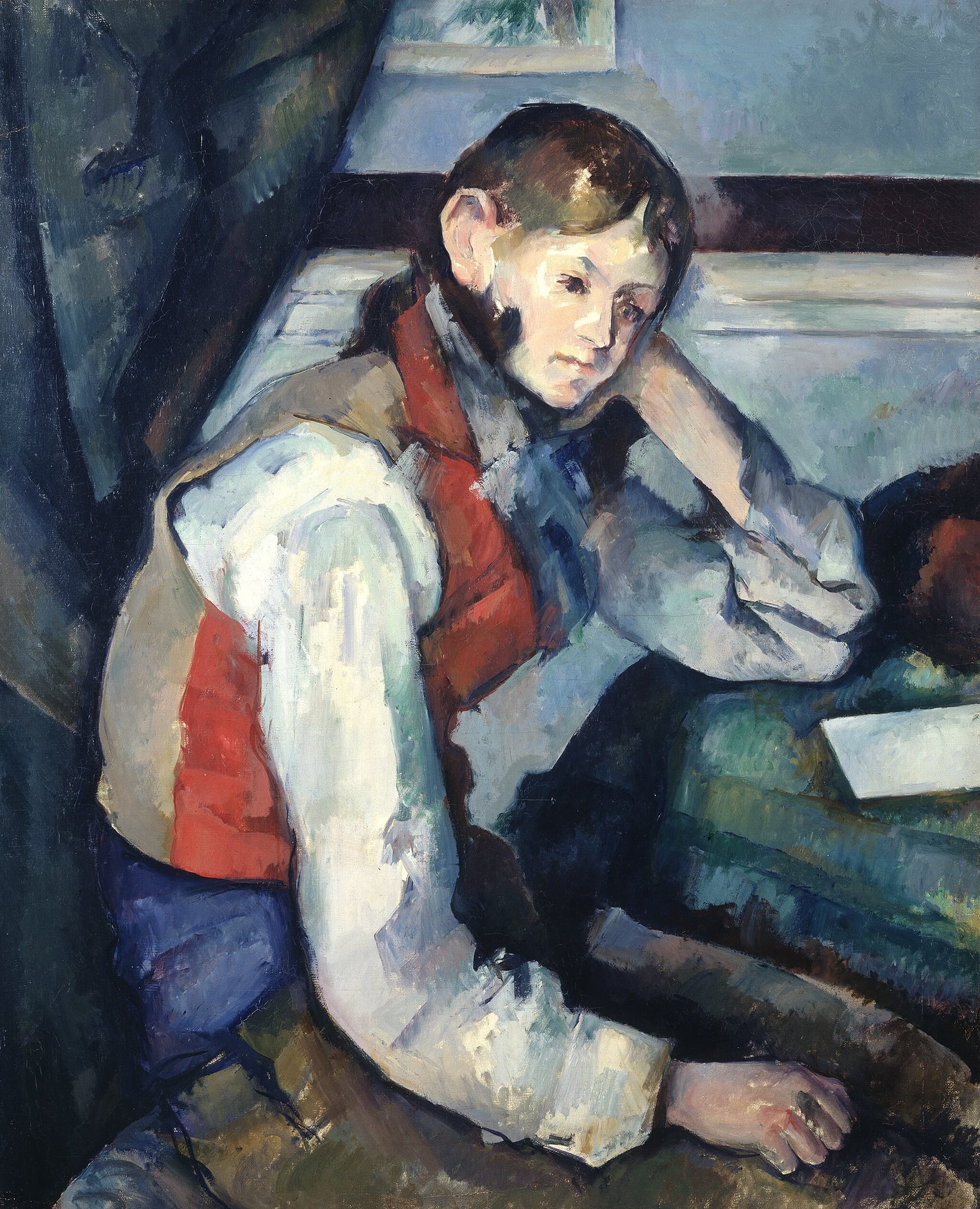 Boy in a Red Vest (Le Garçon au gilet rouge) by Paul Cézanne