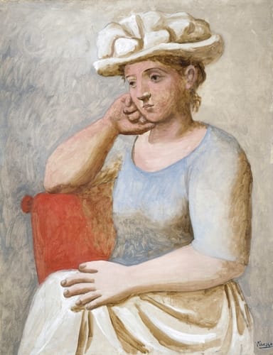 Femme au chapeau blanc