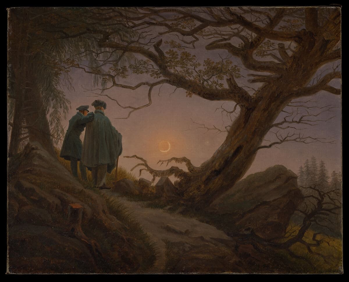 Two Men Contemplating the Moon (Zwei Männer in Betrachtung des Mondes)