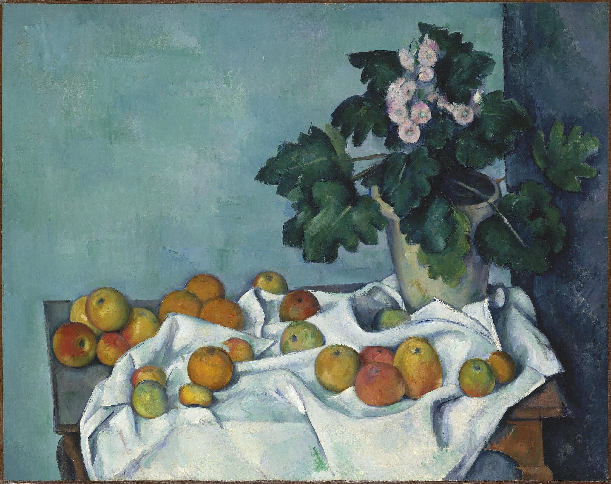 Still Life with Apples and a Pot of Primroses